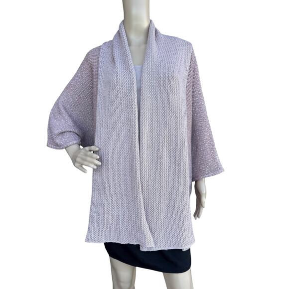 St. John S Draped Open Front Cardigan Wool Blend Shimmer - Picture 1 of 9